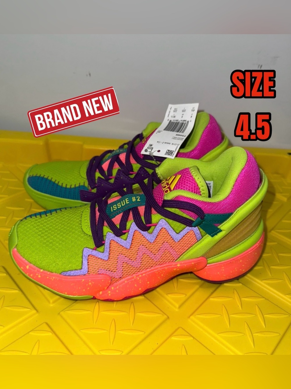 Adidas Men's D.O.N. Issue #2 Basketball Shoes Pink / Lime / Purple Size 4.5